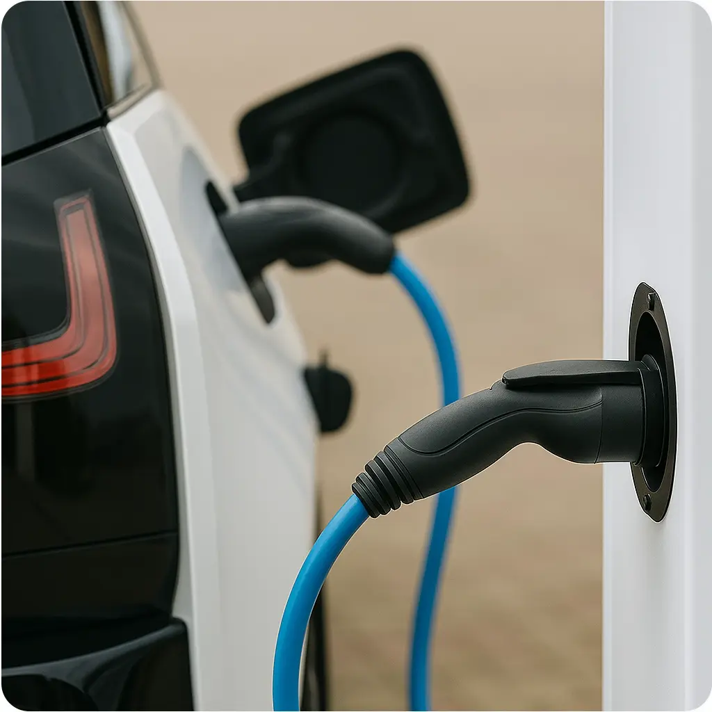 Electric car charger installed at a home with a solar system