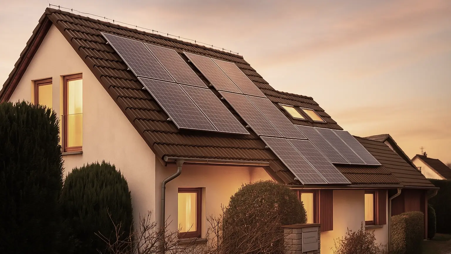 Home with solar panels on roof
