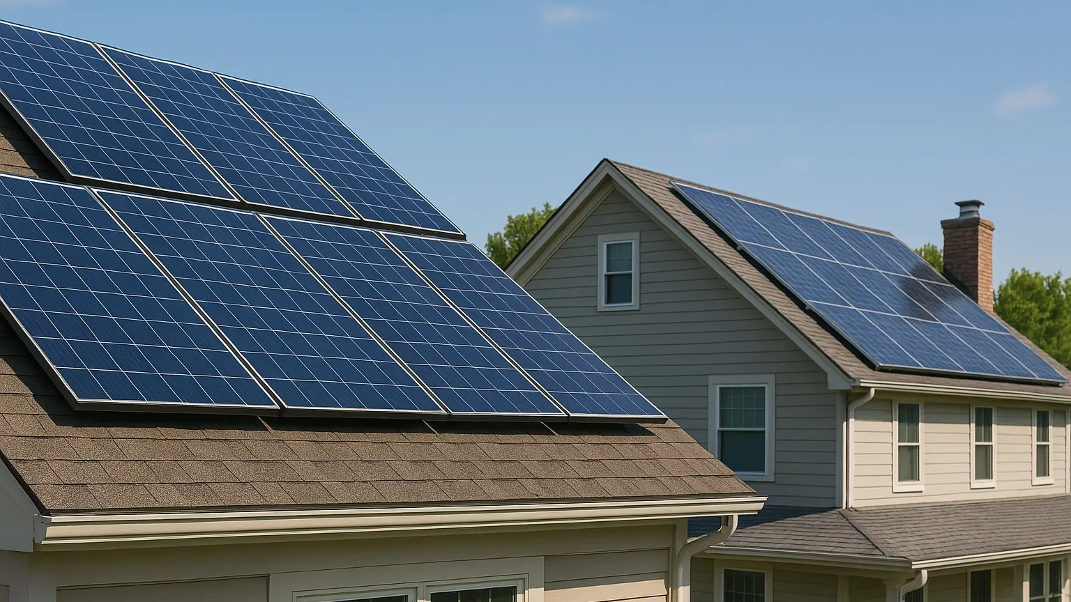 solar panels on roof at home